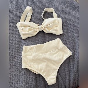 Montce Cream Rib Hayden Bikini Top & High Rise Bikini Bottom